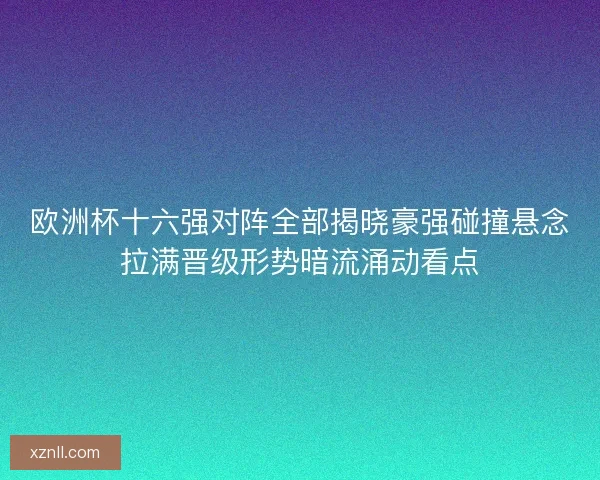 欧洲杯十六强对阵全部揭晓豪强碰撞悬念拉满晋级形势暗流涌动看点 欧洲杯十六强对阵全部揭晓豪强碰撞悬念拉满晋级形势暗流涌动看点